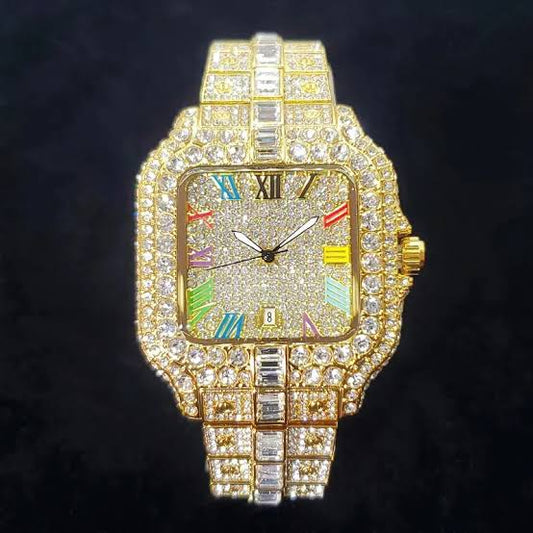 Dial Vibe Luxury Diamond Square Watch for Men – 42mm